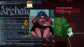 A composite image made from parts of five different hacking games: Hackmud, Midnight Protocol, Else Heart.Break(), Quadrilateral Cowboy and Songs Of Farca