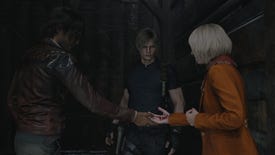 Leon, Ashley and Luis confer in a Resident Evil 4 remake cutscene.