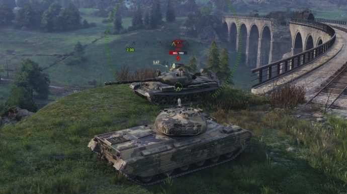 One tank looks at another atop a hill in World Of Tanks.